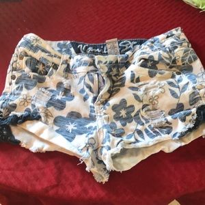 Blue and white flower shorts
